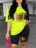 Women's Fashion Printed T-Shirt Shorts Two-Piece Set