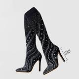 High Heel Pointed Elastic Socks Rhinestone Fashion Stiletto Sexy Women's Shoes