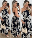 Women Holidays Printed Halter Neck Strapless Dress