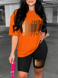 Women's Fashion Printed T-Shirt Shorts Two-Piece Set