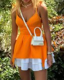 Summer Solid Color Strap Sleeveless Slim A-Line Dress
