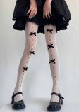 Sweet Girl Bow Hollow Hole Fishnet Stockings