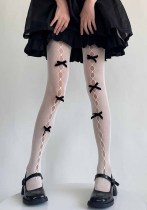 Sweet Girl Bow Hollow Hole Fishnet Stockings