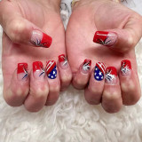 Women Square Toe Nail Art Fake Nails - 24 Pieces