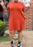Plus Size Women Solid Casual Dress