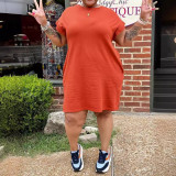 Plus Size Women Solid Casual Dress