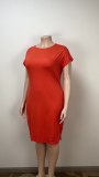 Plus Size Women Solid Casual Dress