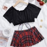 Sexy Lingerie Student Wear College Cos Uniform Temptation Short Skirt Set