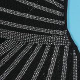 Women Sexy Beaded Patchwork See-Through One-Shoulder Sleeveless Elastic Bodycon Dress