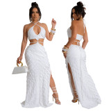 Women Tie Solid Dress