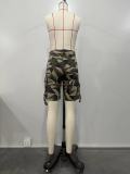 Spring Summer Women's Pocket Camouflage Cargo 5-Point Pants