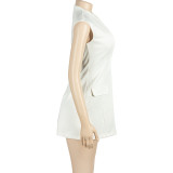 Summer Fashion Solid Color Deep V Sexy Slim Women's Dress