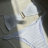 Sexy Solid Color Backless Drawstring Lace-Up Two Pieces Bikini Swimsuit