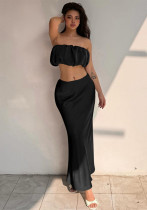 Women's Summer Strapless Top Slim Skirt Set