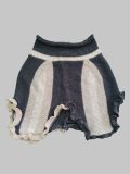 Women's Summer Hollow Ruffled Irregular Contrast Color Long Sleeve Top Short Skirt Set
