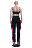 Women's Fashion Sexy Gradient Tassel Strapless Two-Piece Pants Set