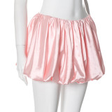 Women Summer Solid Pleated Mini Skirt