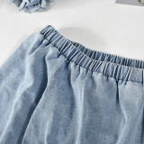 Sexy Off Shoulder Long Sleeve Elastic Waist Women's Pocket Denim Jumpsuit