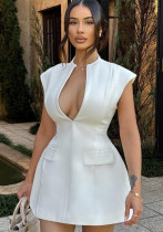 Summer Fashion Solid Color Deep V Sexy Slim Women's Dress Summer Fashion Solid Color Deep V Sexy Slim Women's Dress