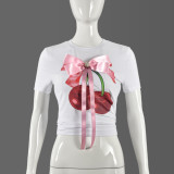 Summer Printed Bow Street Women Trend T-Shirt