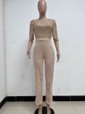 Women's Fashion Sequins Half Sleeve Wide-Leg Chic Ladies Jumpsuit