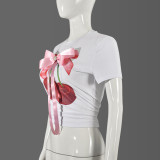 Summer Printed Bow Street Women Trend T-Shirt