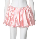 Women Summer Solid Pleated Mini Skirt