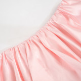 Women Summer Solid Pleated Mini Skirt