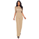 Women's Fashion Sequins Half Sleeve Wide-Leg Chic Ladies Jumpsuit