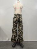Spring Summer Fashion Women's Camouflage Cargo Pocket Long Pants