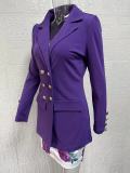 Women Printed Elegant Career Blazer and Print Skirt Two-Piece Set
