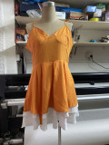 Summer Solid Color Strap Sleeveless Slim A-Line Dress