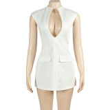 Summer Fashion Solid Color Deep V Sexy Slim Women's Dress