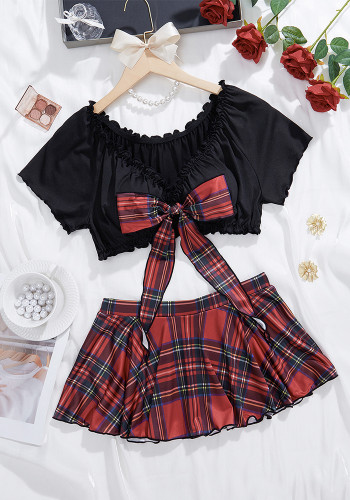 Sexy Lingerie Student Wear College Cos Uniform Temptation Short Skirt Set