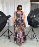 Women Printed Halter Neck Loose Dress