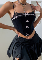 Sexy Fashion Lace Bow Strap Fishbone Vest