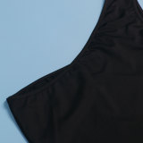 Women Sexy Beaded Patchwork See-Through One-Shoulder Sleeveless Elastic Bodycon Dress