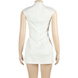 Summer Fashion Solid Color Deep V Sexy Slim Women's Dress