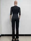 Women's Fashion Sequins Half Sleeve Wide-Leg Chic Ladies Jumpsuit