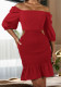 Solid Color Cutout Off Shoulder Bodycon Dress
