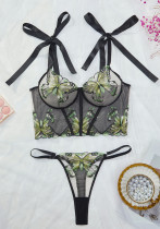 Embroidery Sexy See-Through Lingerie Set
