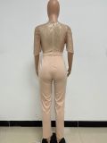 Women's Fashion Sequins Half Sleeve Wide-Leg Chic Ladies Jumpsuit