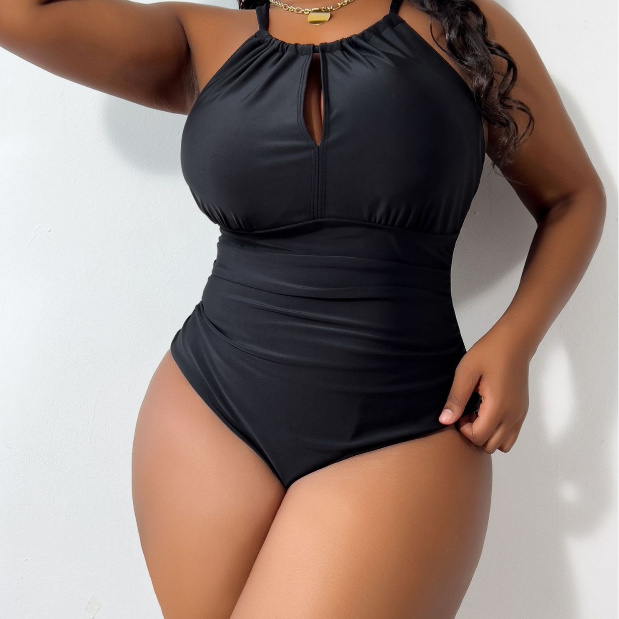 Solid One-Piece Bikini Swimsuit for Pool & Beach