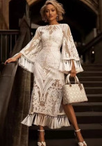 Women Tassel Lace Embroidered Dress Women Tassel Lace Embroidered Dress