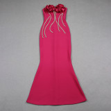 Women Flower Chain Strapless Dress
