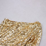 Women Sequin Formal Party One-shoulder Dress