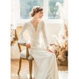 Women Bell Bottom sleeve wedding bride French evening dress（process time 3-6 days）