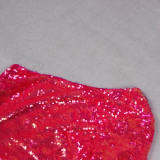 Women Sequin Formal Party One-shoulder Dress