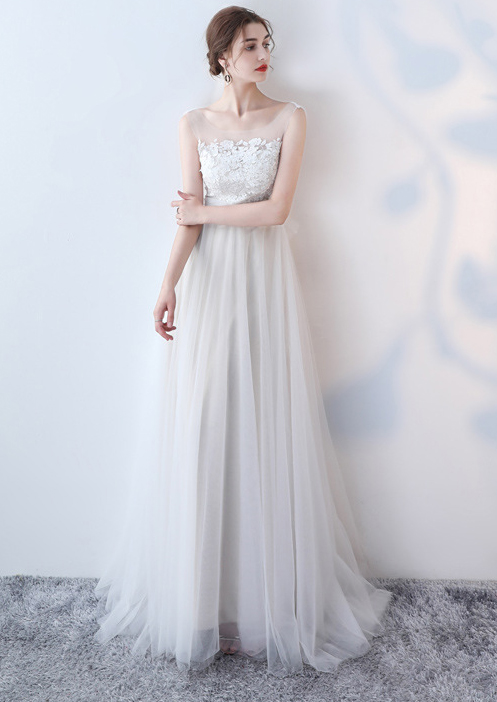 Women wedding dress white small trailing evening dress(process time 3-6 days)