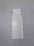 Summer Women Elegant Slit Beaded Strap Maxi Dress